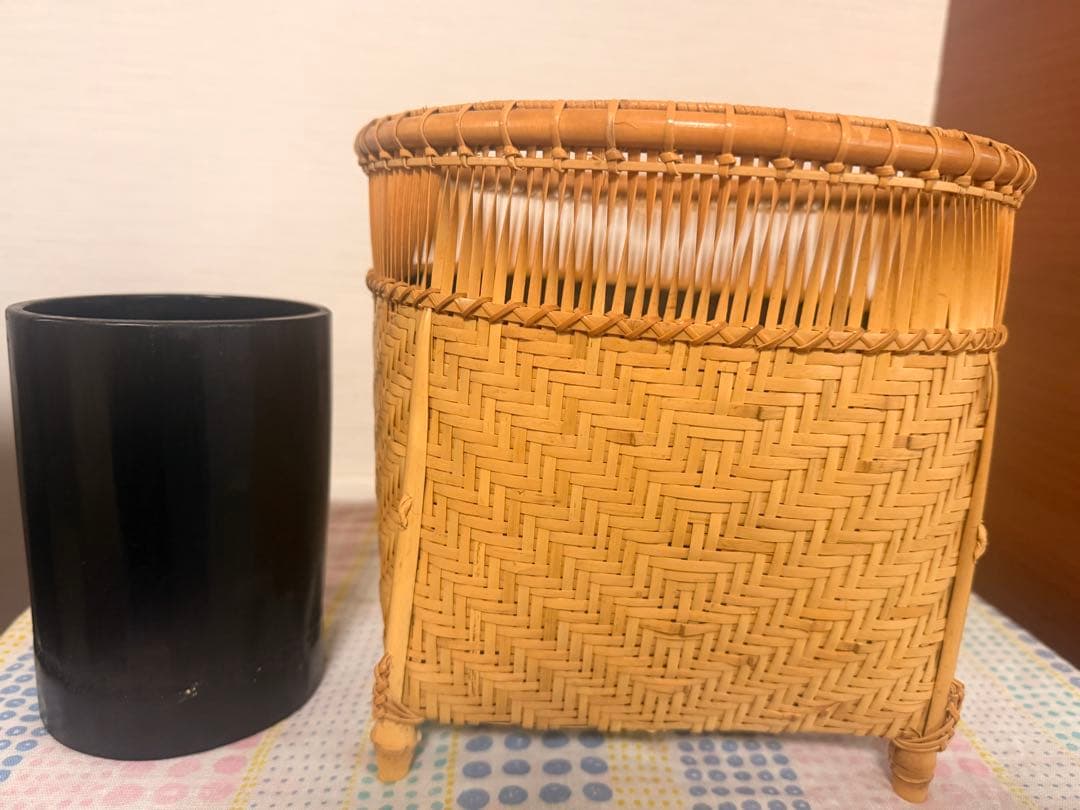 【未使用品】茶道具 炭道具　竹秀斎　淡々斎好写　清風篭 清風籠　炭斗 花入