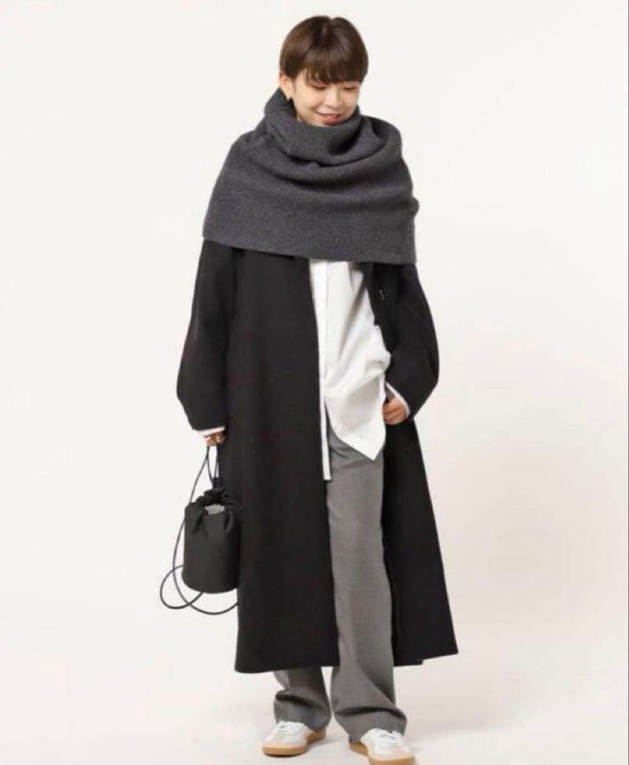 AP STUDIO リブニットケープ　グレー