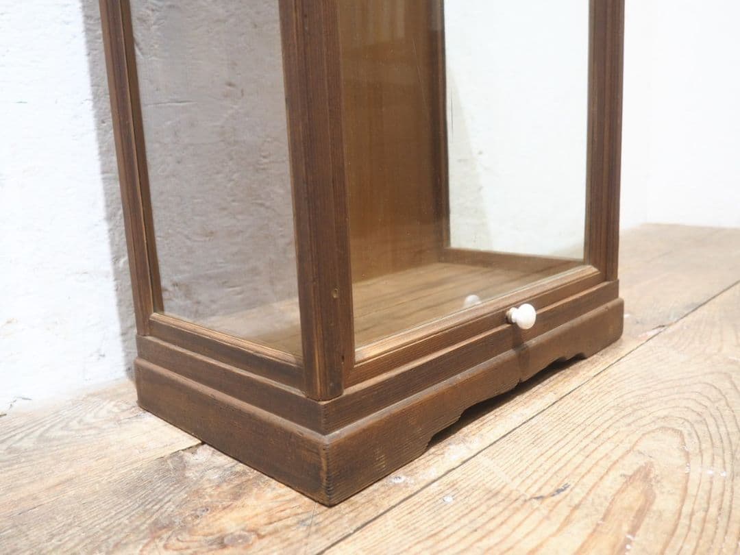 1316 ケンドン式　3面ガラスの飾り棚　展示棚　人形ケース　レトロ　骨董