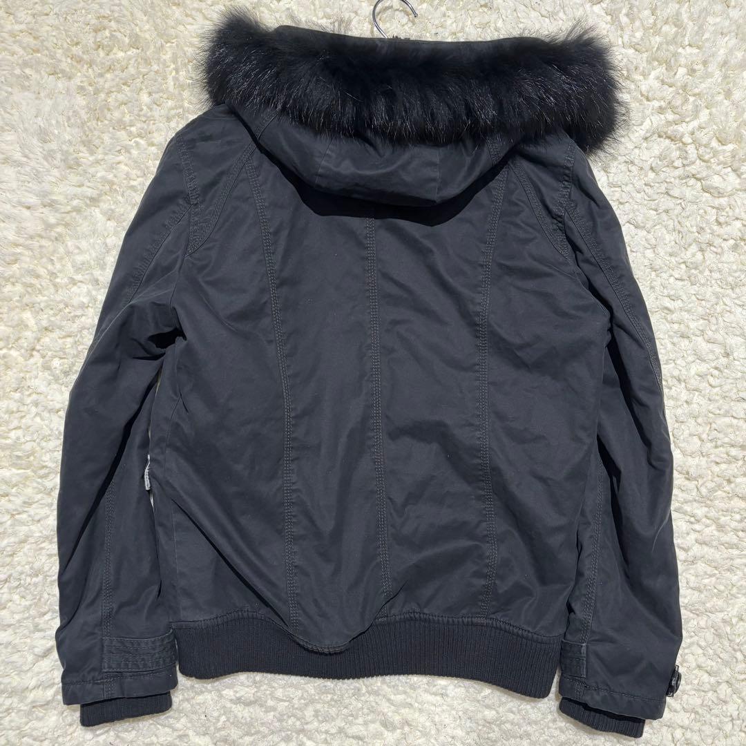 バーバリー ブラックレーベル ミリタリー 中綿ファージャケット 黒 M Y2K