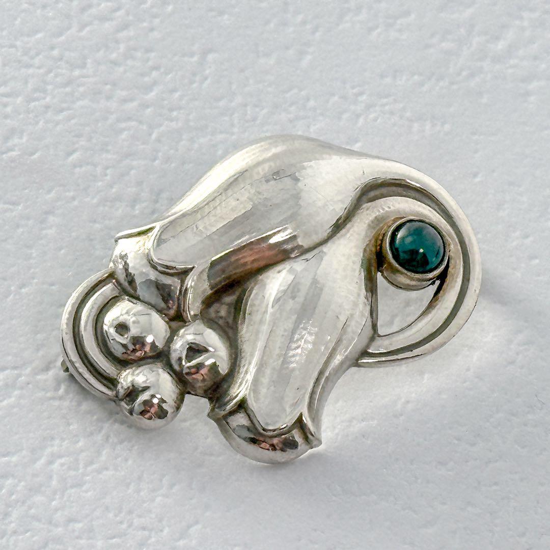  　100B　ブローチ　グリーンアゲート　シルバー　925