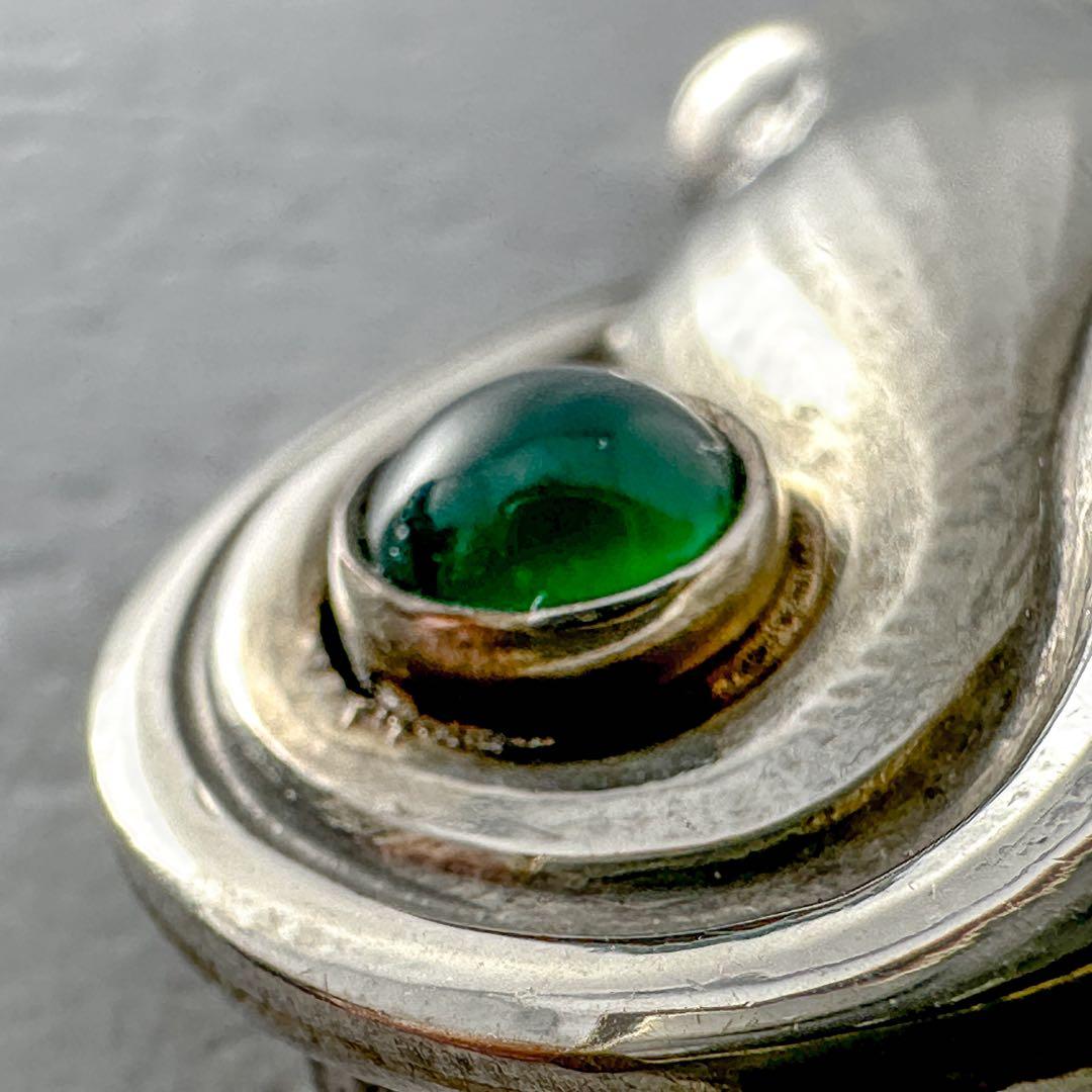  　100B　ブローチ　グリーンアゲート　シルバー　925