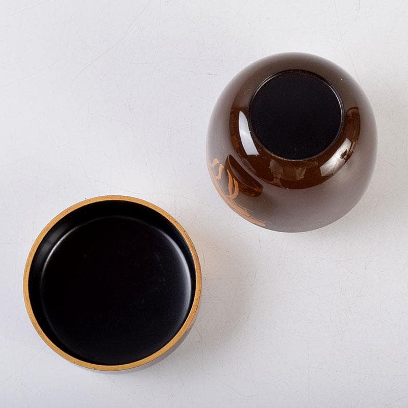 茶道具　蒔絵師　中村湖舟作　松蒔絵　棗　共箱　V　8815