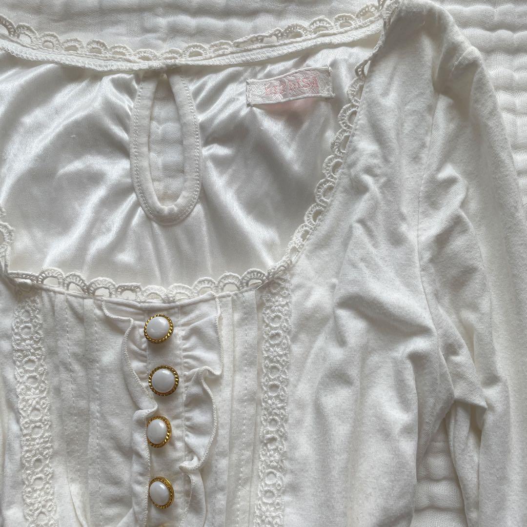 00s 希少 LIZLISA ベルト付きボリュームフリルレースミニワンピ 姫系