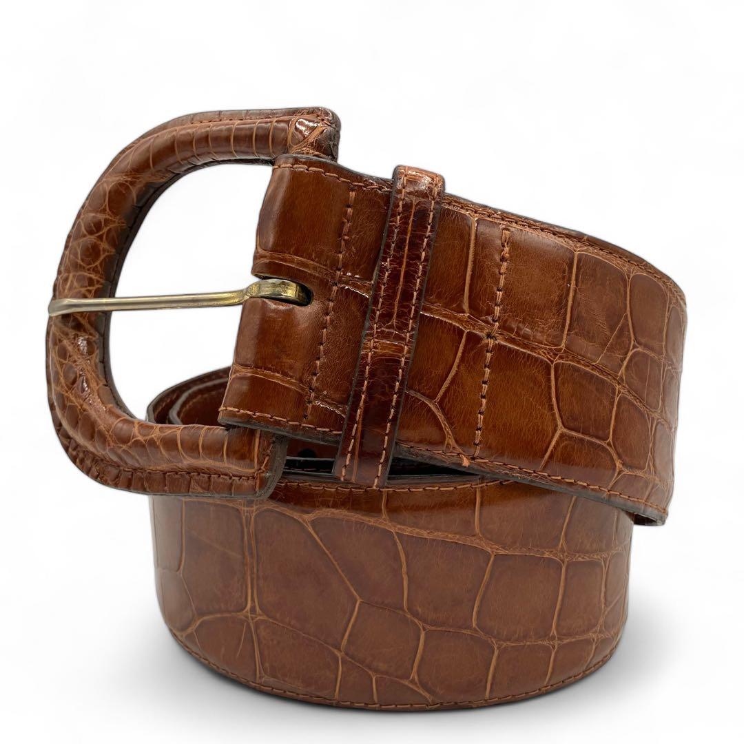 希少　レア　Ralph Lauren　ワニ革　ベルト　ブラウン　ヴィンテージ