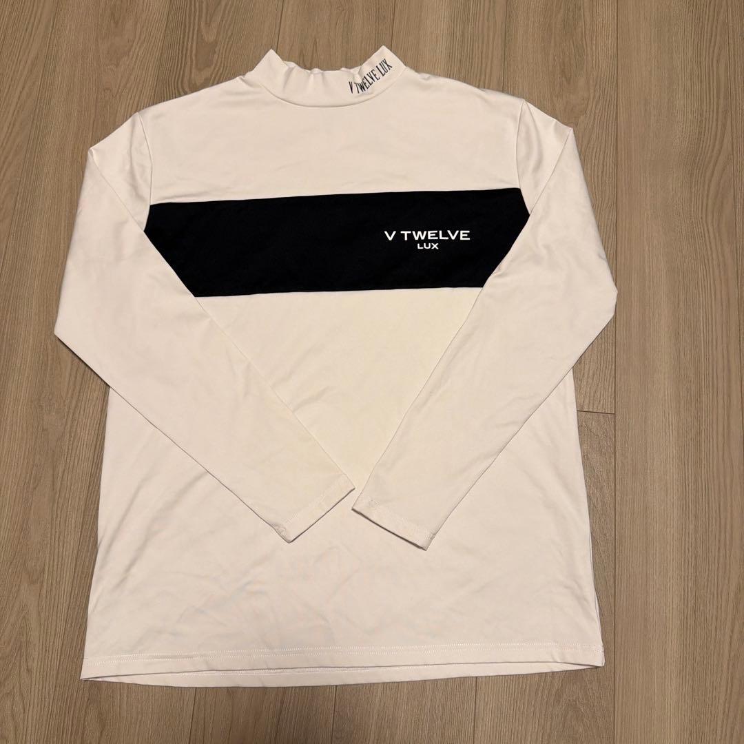 V TWELVE LUX モックネック XL ホワイト/ブラック