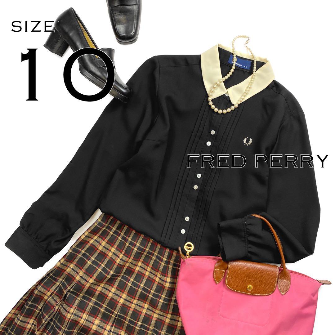 【極美品】FRED PERRYフレッドペリー ピンタッククレリックシャツM黒