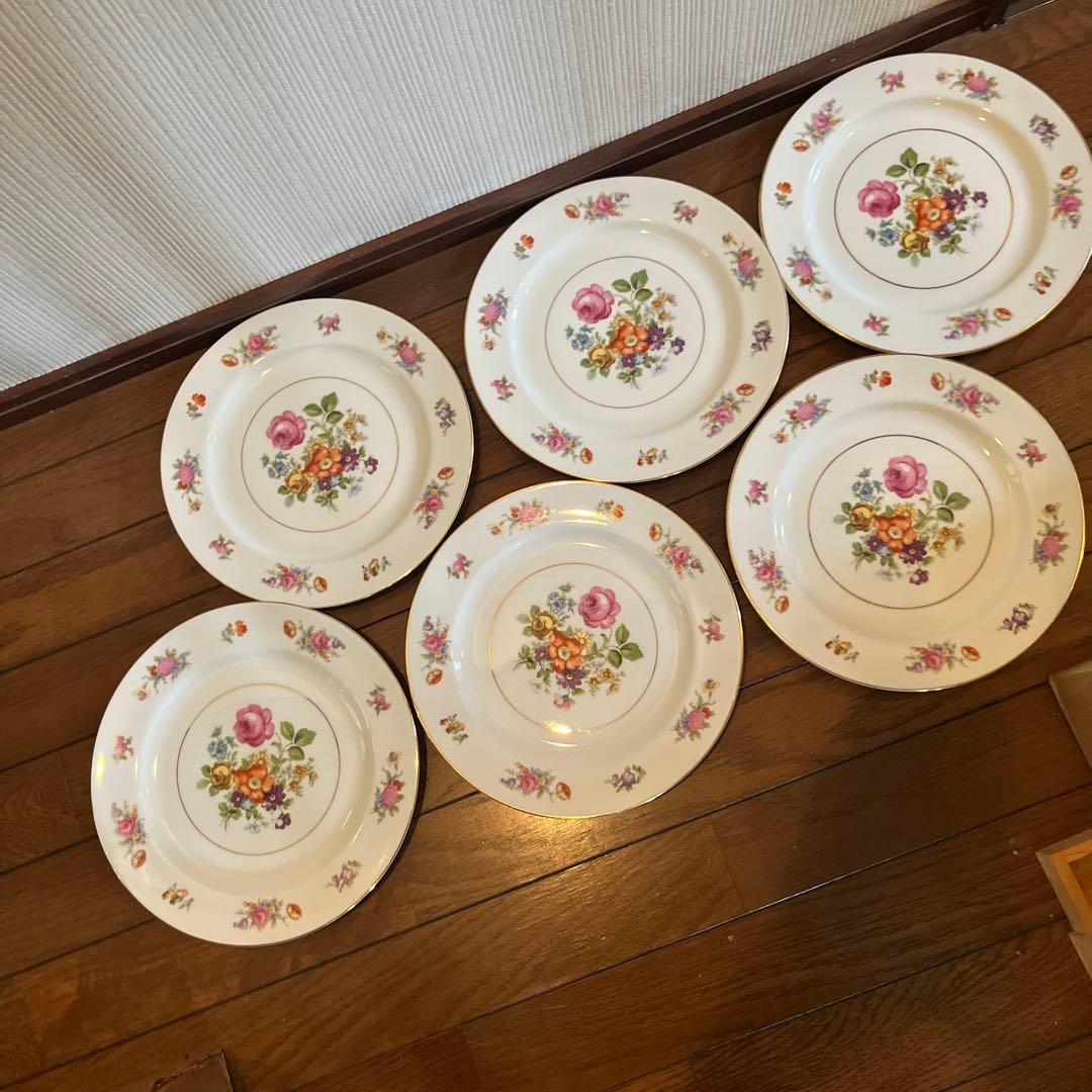 期間限最終処特価超レアオキュパイドJAPAN 薔薇絵素敵大皿六枚オールドノリタケ