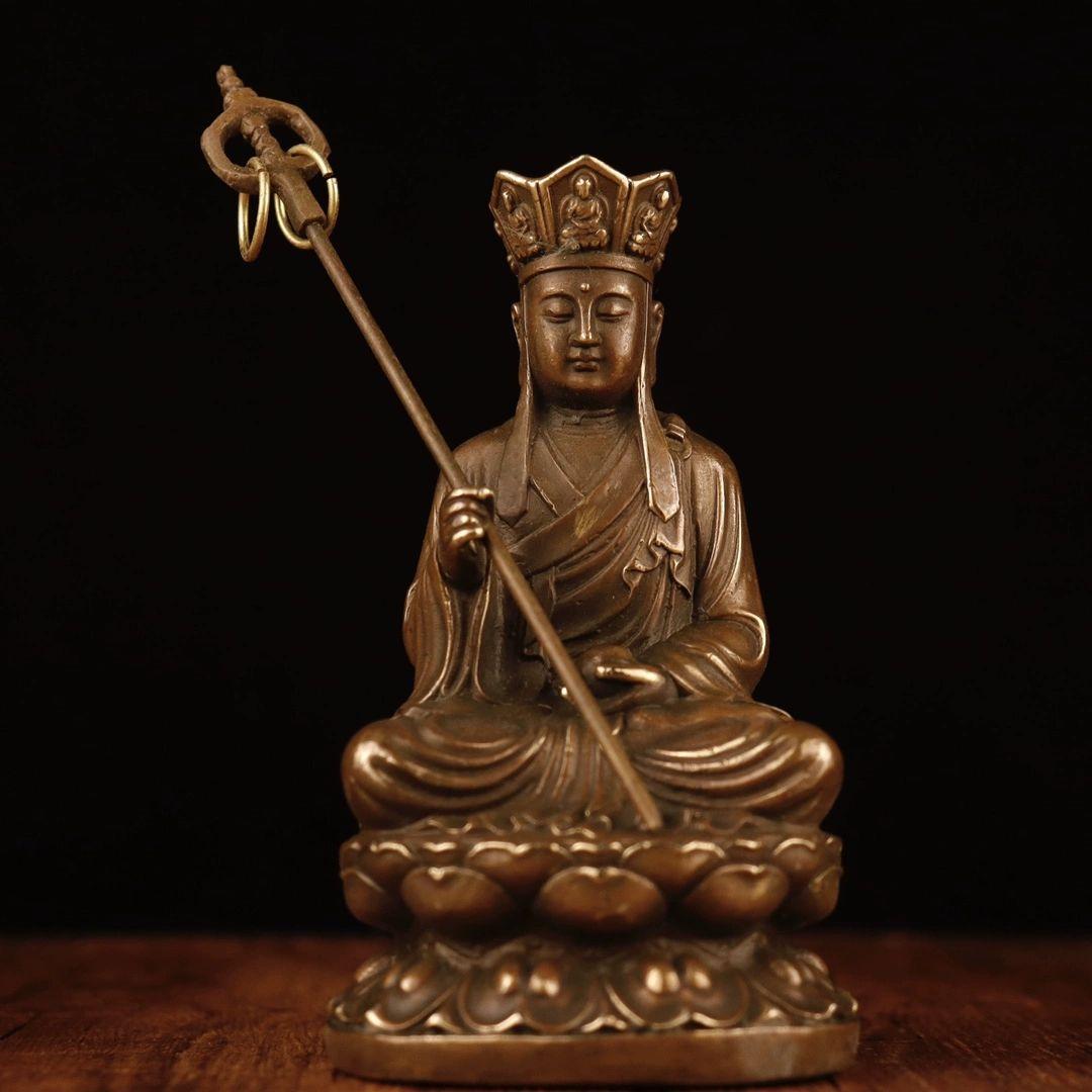 仏教美術 仏像 銅像 地蔵王菩薩仏像 奉納 九華山坐蓮地蔵王 工芸品 置物