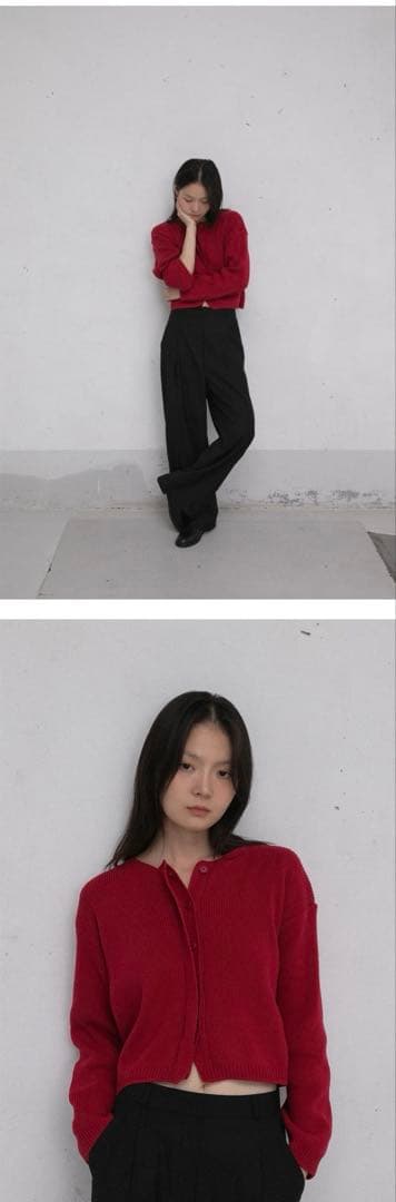 完売品✨タグ付ohotoro Hidden Crop Cardigan red