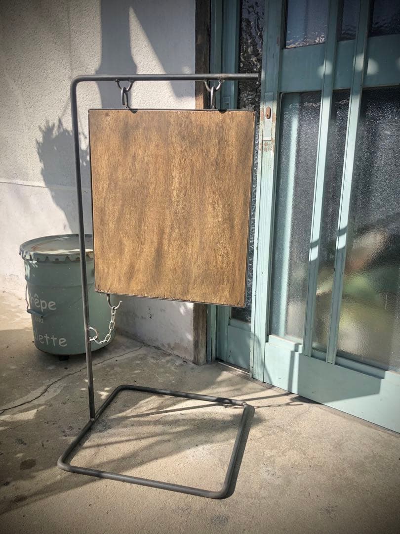 アイアン看板　インダストリアル　店舗用品　黒板看板　木看板　カフェ　美容室　宣伝