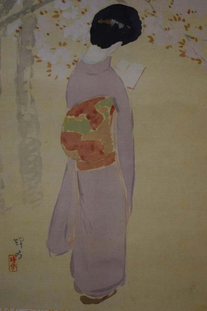 模写/池田輝方/美人画/布袋屋掛軸HG-597