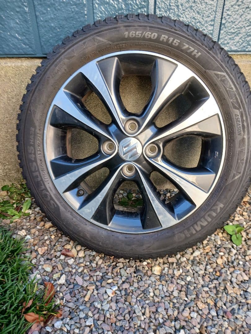 オールシーズ クムホソウルス4S165/60R15 スズキ純正ホイールセット