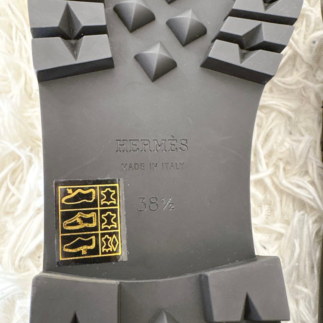 新品　エルメス　モカシン パリローファー　ノワール　黒　シルバー　38.5