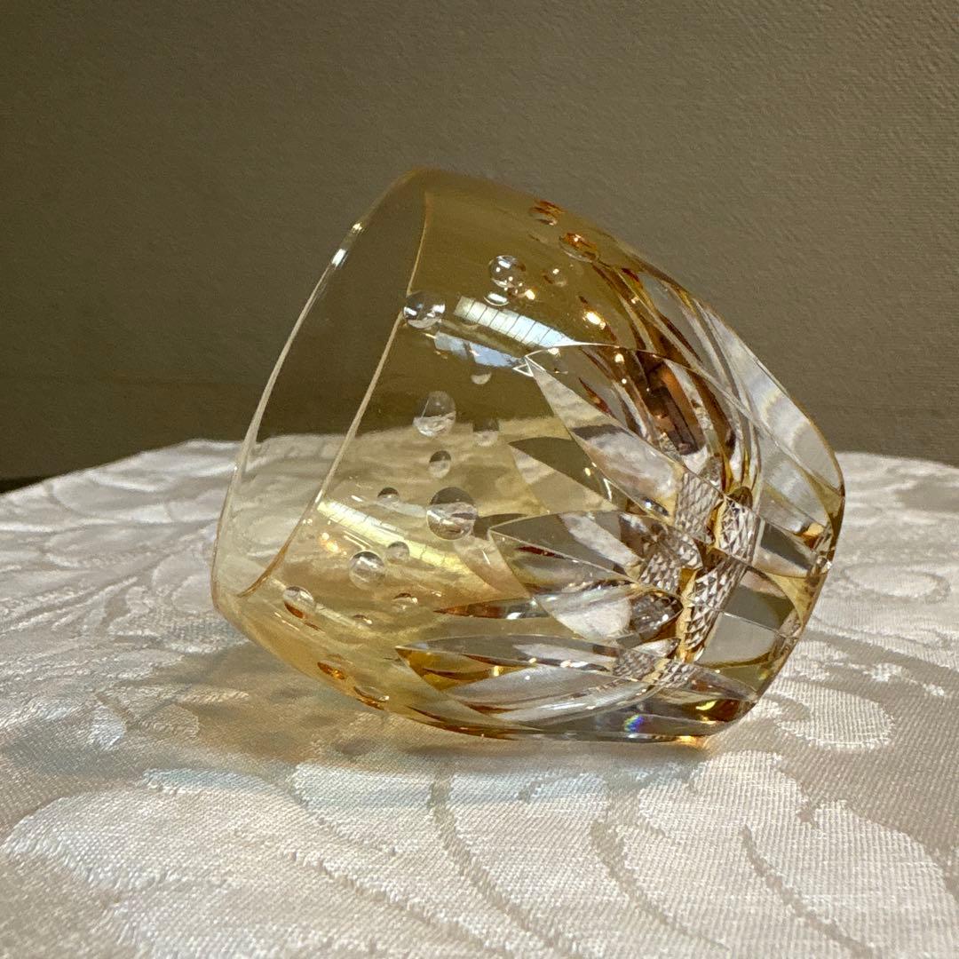 江戸切子　カガミクリスタル　冷酒杯　「紫陽花」「向日葵」 鍋谷聡作　伝統工芸品