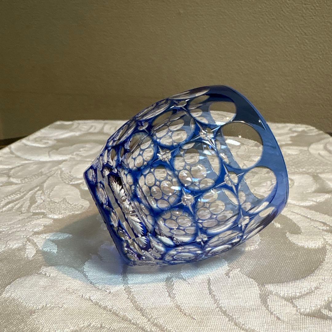 江戸切子　カガミクリスタル　冷酒杯　「紫陽花」「向日葵」 鍋谷聡作　伝統工芸品