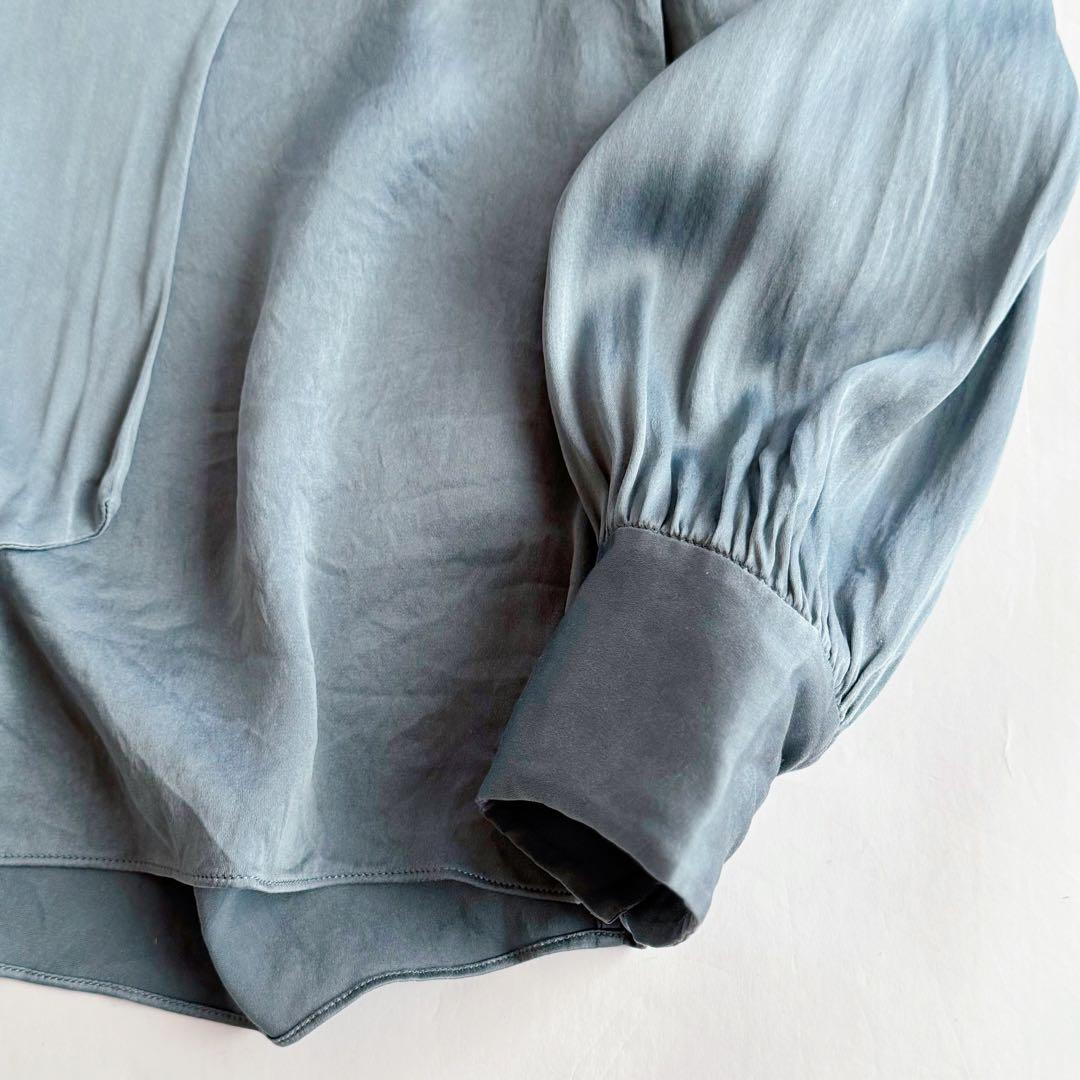 トゥモローランドコレクション ウォッシャブルサテン ボウタイギャザーブラウス