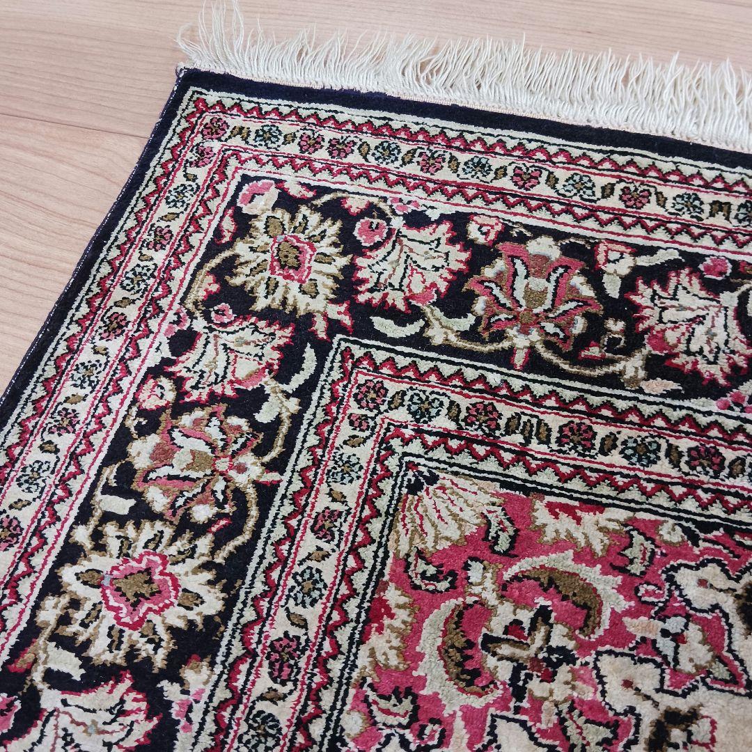 専用 Y3177-1 高級ペルシャ絨毯 クム産 手織90万ノット 130×89㎝