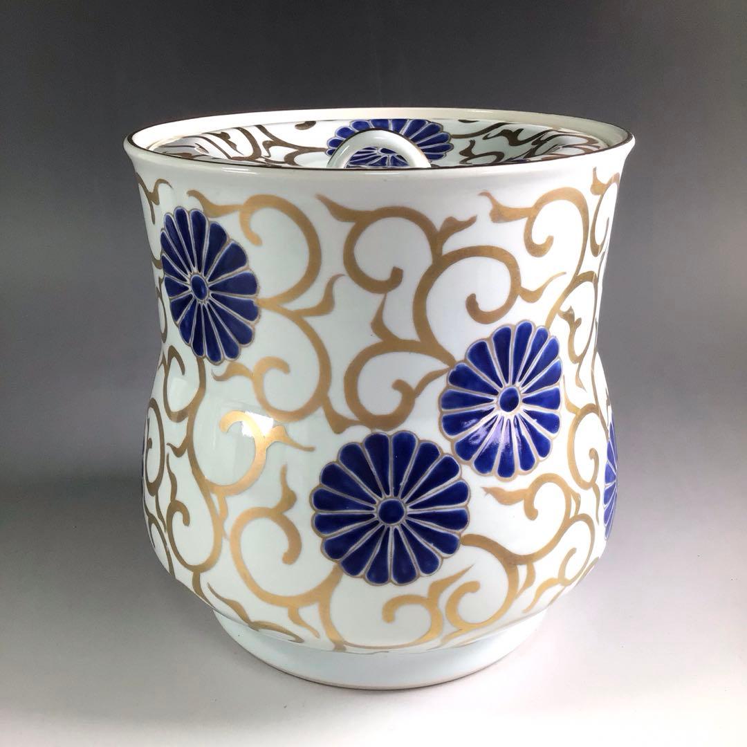 Ｒ４１１　皆具　『平安　手塚玉堂造』『金彩色絵唐草文』　共箱　茶道具