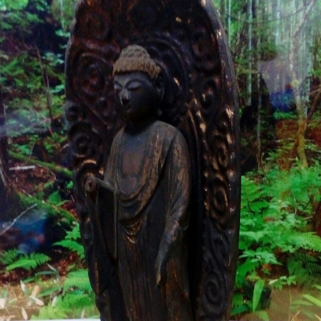 江戸時代２５０～３５０年前頃ケース入備前備中國武家旧家蔵出阿弥陀如来木彫仏当時物