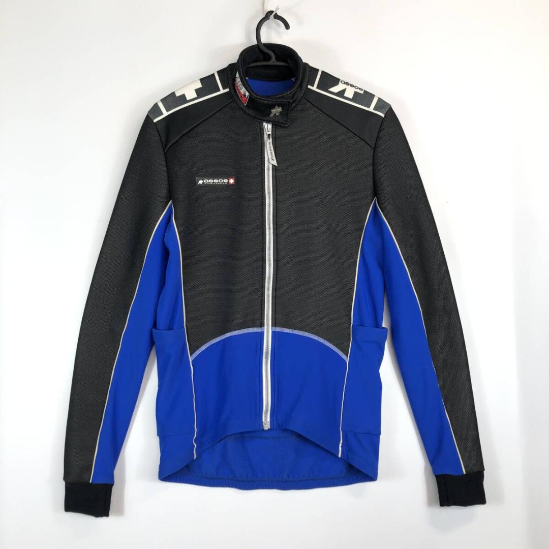超美品 assos アソス　裏起毛サイクルジャージ ブラック ブルー Mサイズ