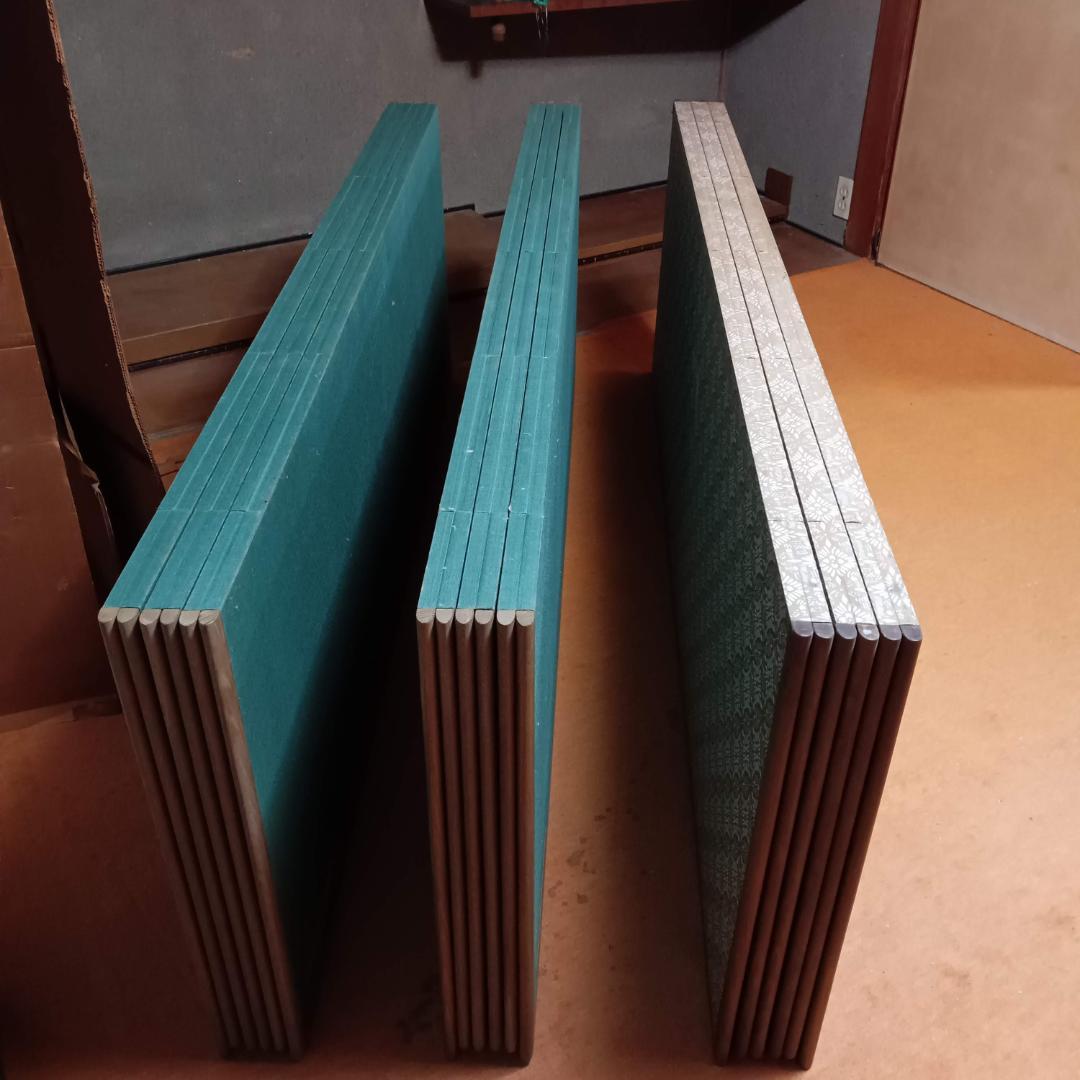 江戸時代風俗図　水墨画＆金屏風セット(175x60cm)X六曲X３枚