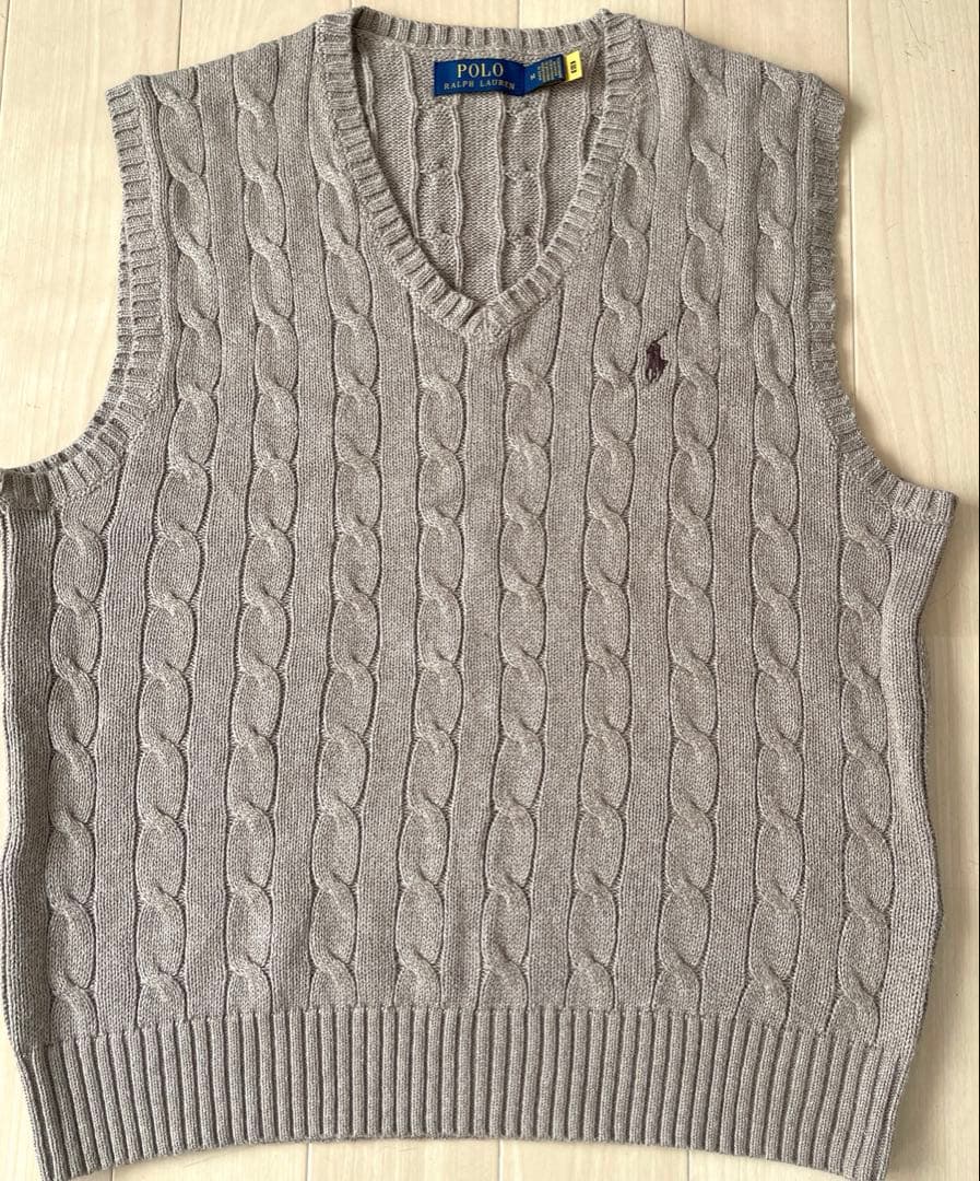 【Mサイズ】Polo Ralph Lauren ケーブルニットベスト ベージュ