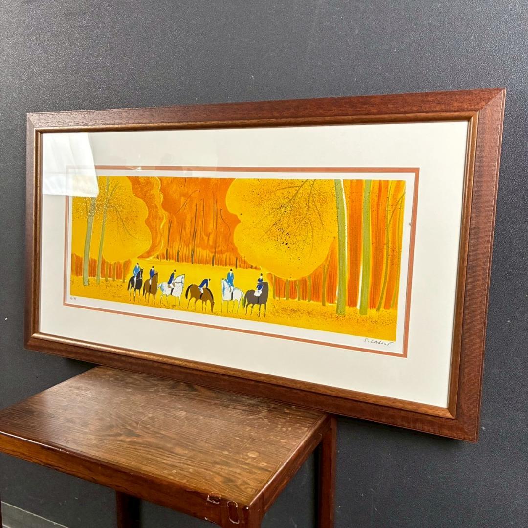 美品 セルジュ・ラシス「秋の遠乗り」リトグラフ 直筆サイン入り