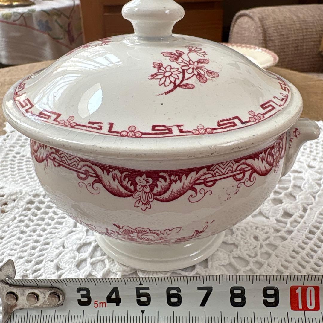 フランス アンティーク サルグミンヌ　ディネット陶器スーピエール、お皿2点セット