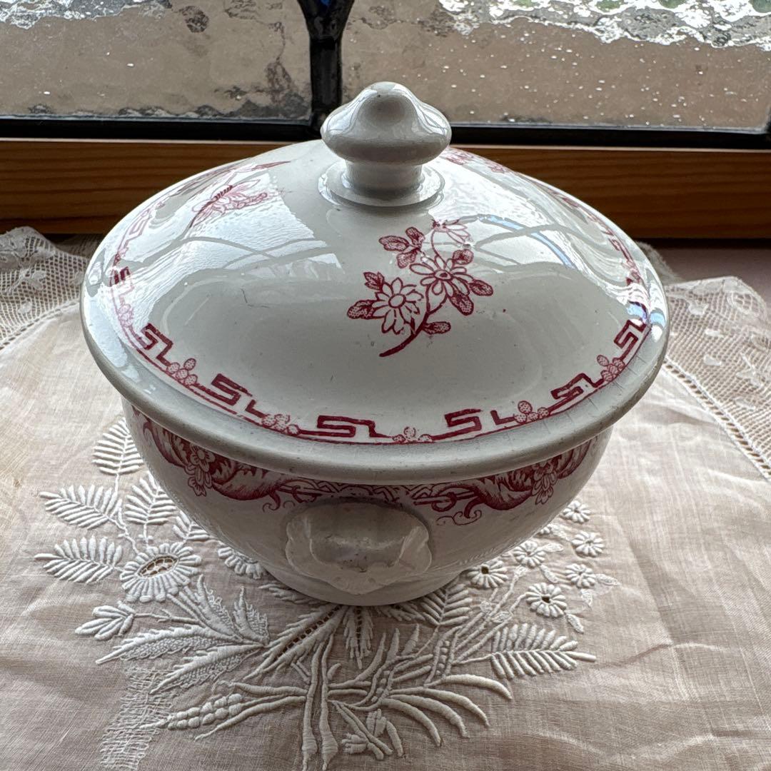 フランス アンティーク サルグミンヌ　ディネット陶器スーピエール、お皿2点セット