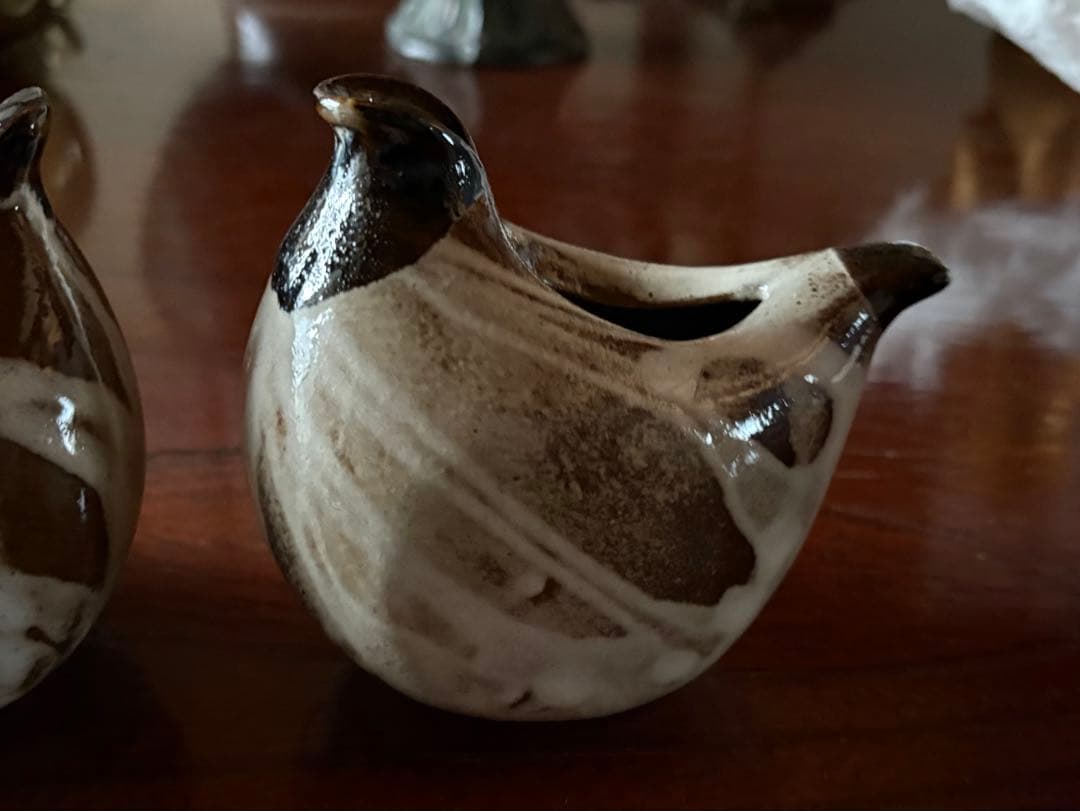 【未使用品】越中瀬戸焼　釋永由紀夫　雷鳥徳利　御猪口セット