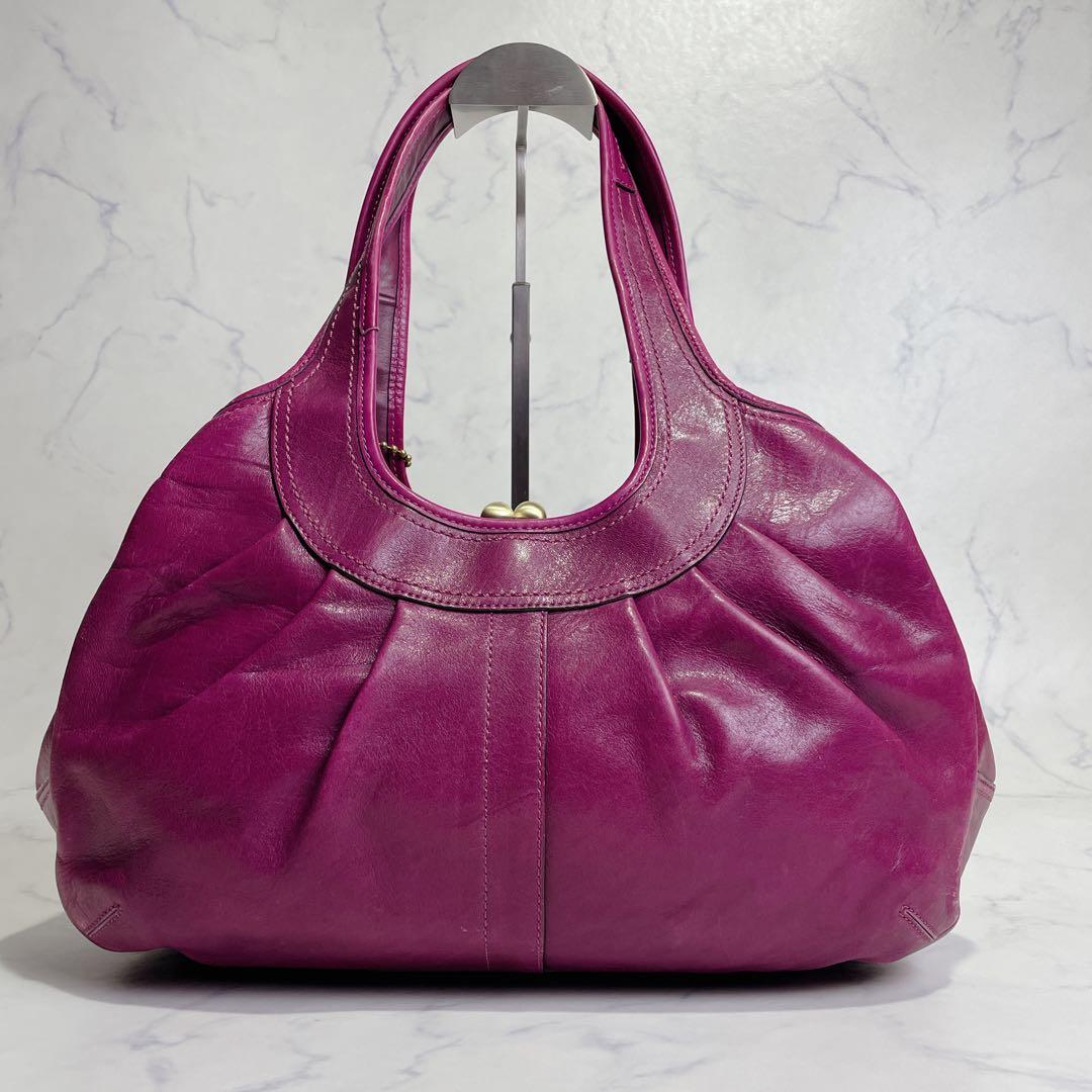 希少色✨COACH トートバッグ フレームサッチェル エルゴ がま口 パープル