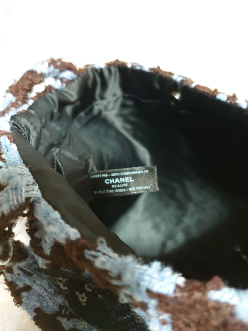 シャネル CHANEL 　ノベルティ　千鳥柄ブルー スカラースパンコール　トート