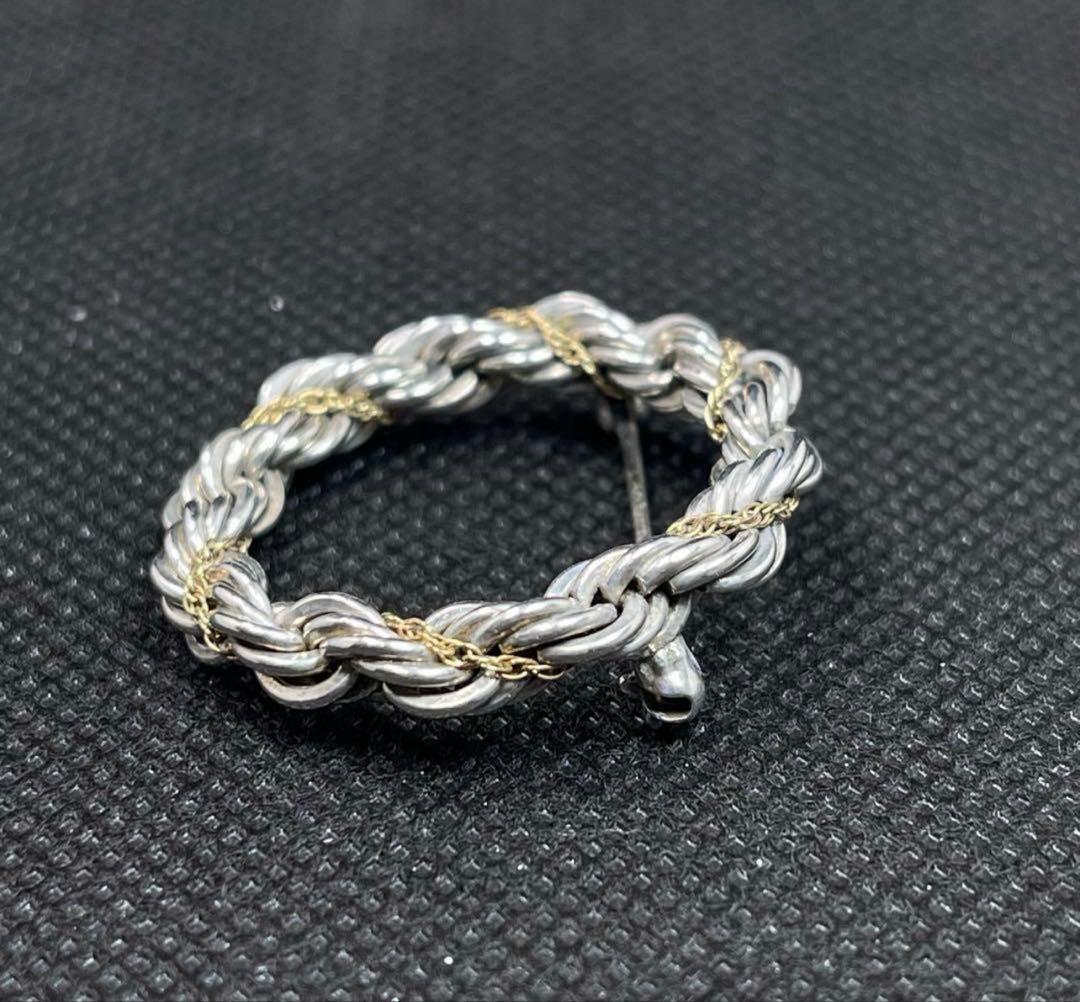 ティファニー　ブローチ　ツイスト　サークル　シルバー　18金　 #A-103