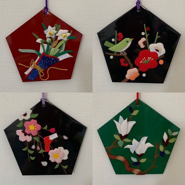五角塗板・花暦シリーズ(布絵)