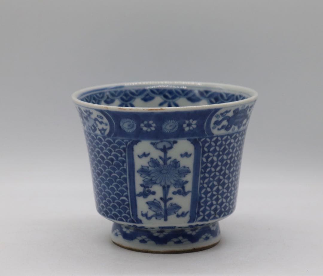 中国　染付菊紋鉢　送料込み0506