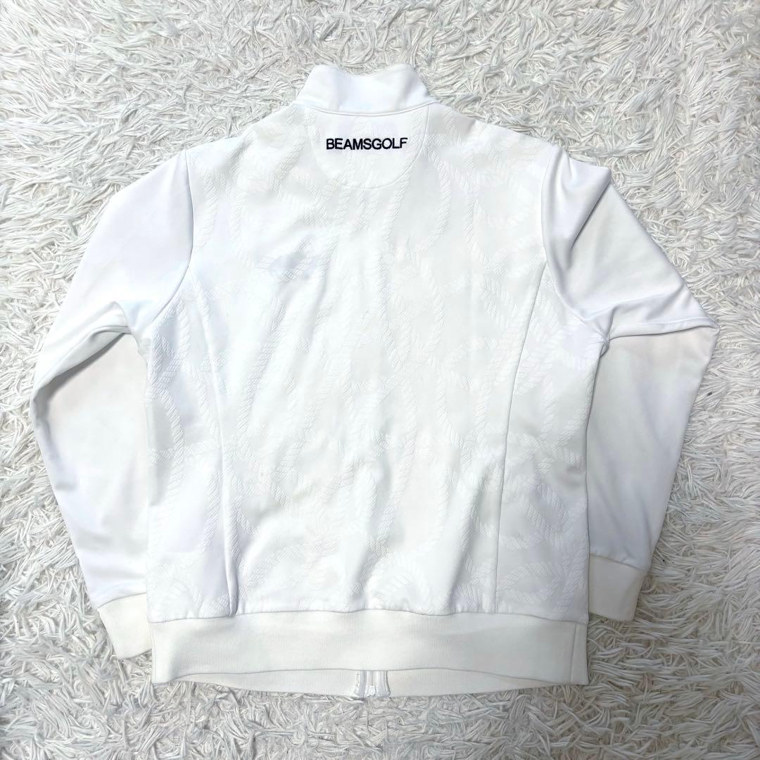 ビームスゴルフ ブルゾン ジップ ホワイト 総柄 ハイネック ゴルフ