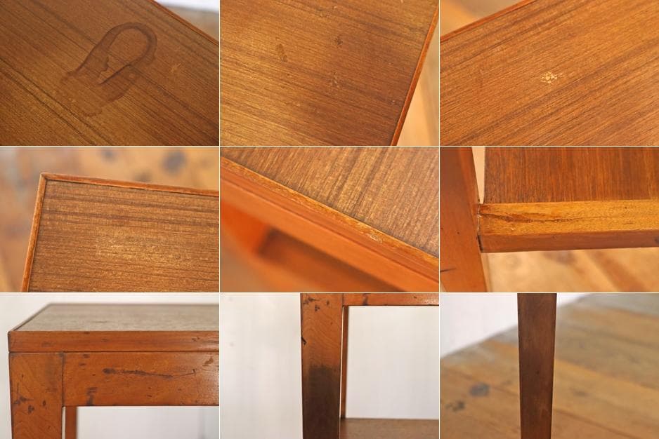 レトロ 花台 飾り台 展示台 テーブル 机 ラワン材 メラミン天板 ナチュラル