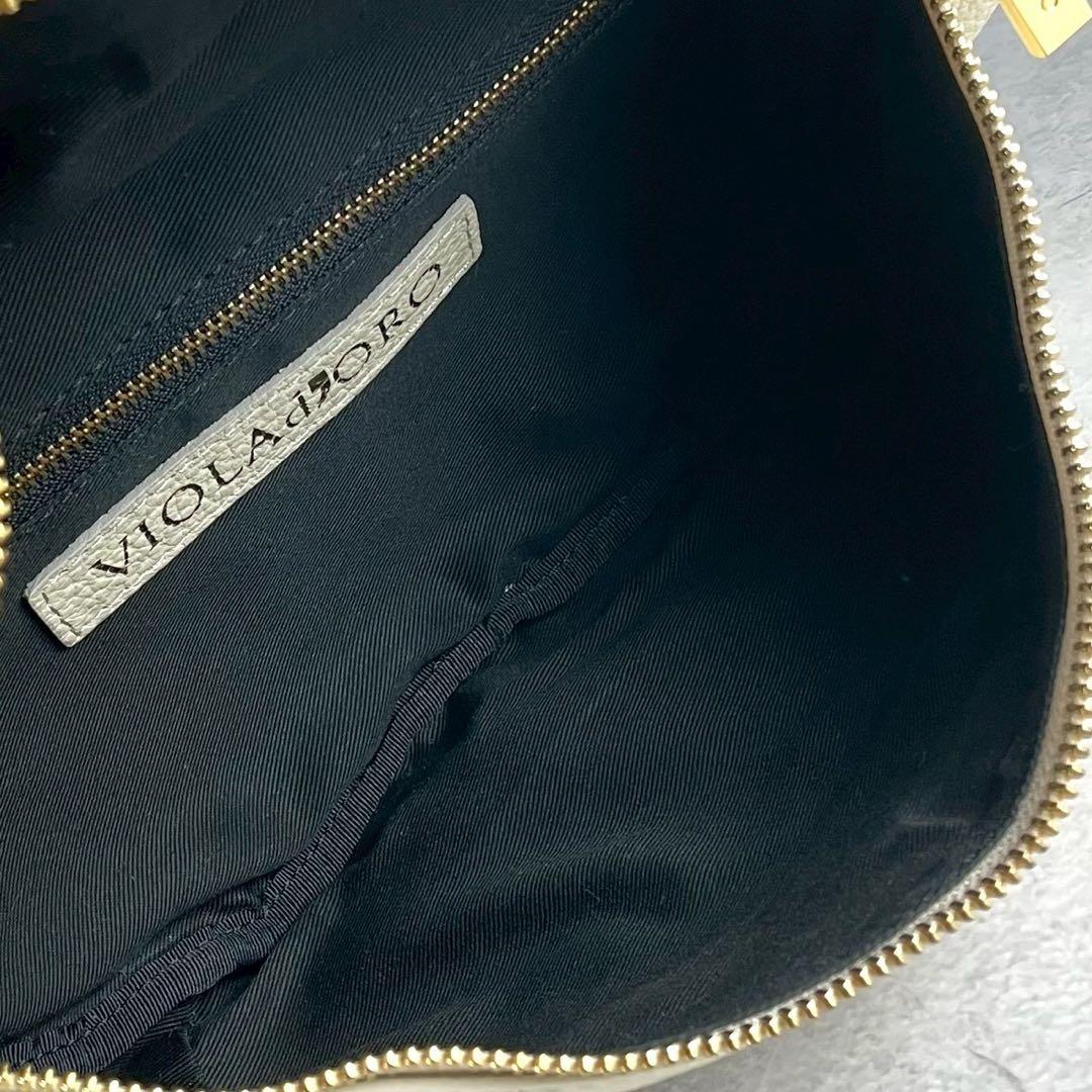 【極美品】ヴィオラドーロ ボディバッグ シボ革 ゴールド金具 金文字ロゴ 保存袋
