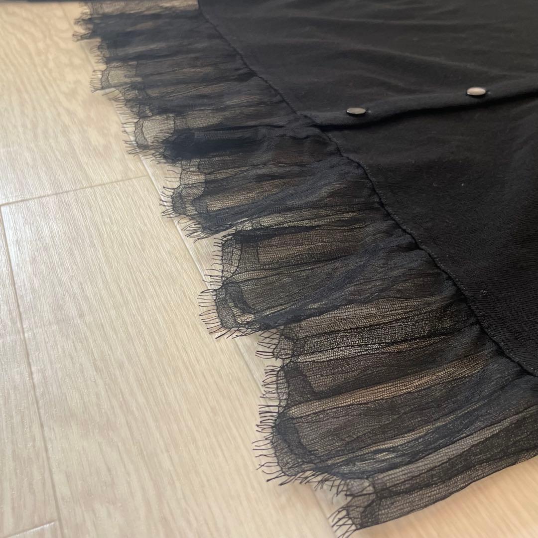 【極美品】フォクシー レース切替 ニット カーディガン コットン 黒 サイズ40