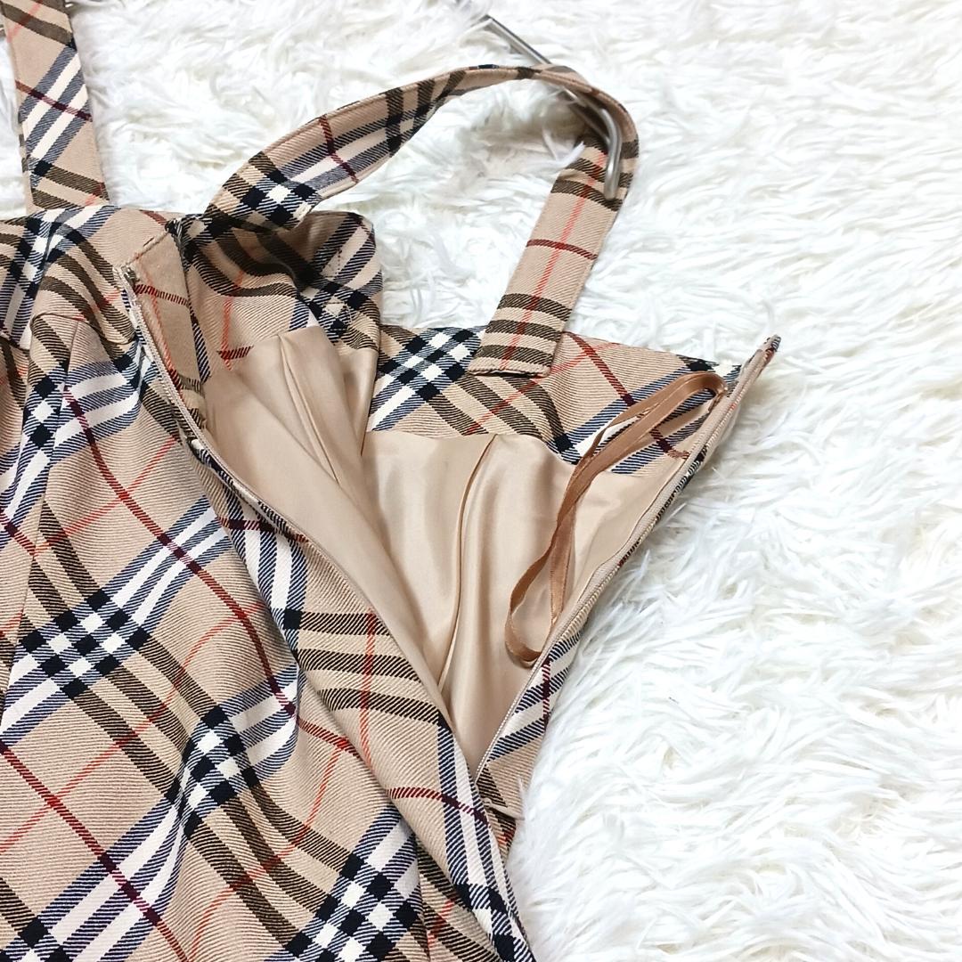 お洒落✨　バーバリーブルーレーベル　ミニワンピース　プリーツ　チェック　本革　M