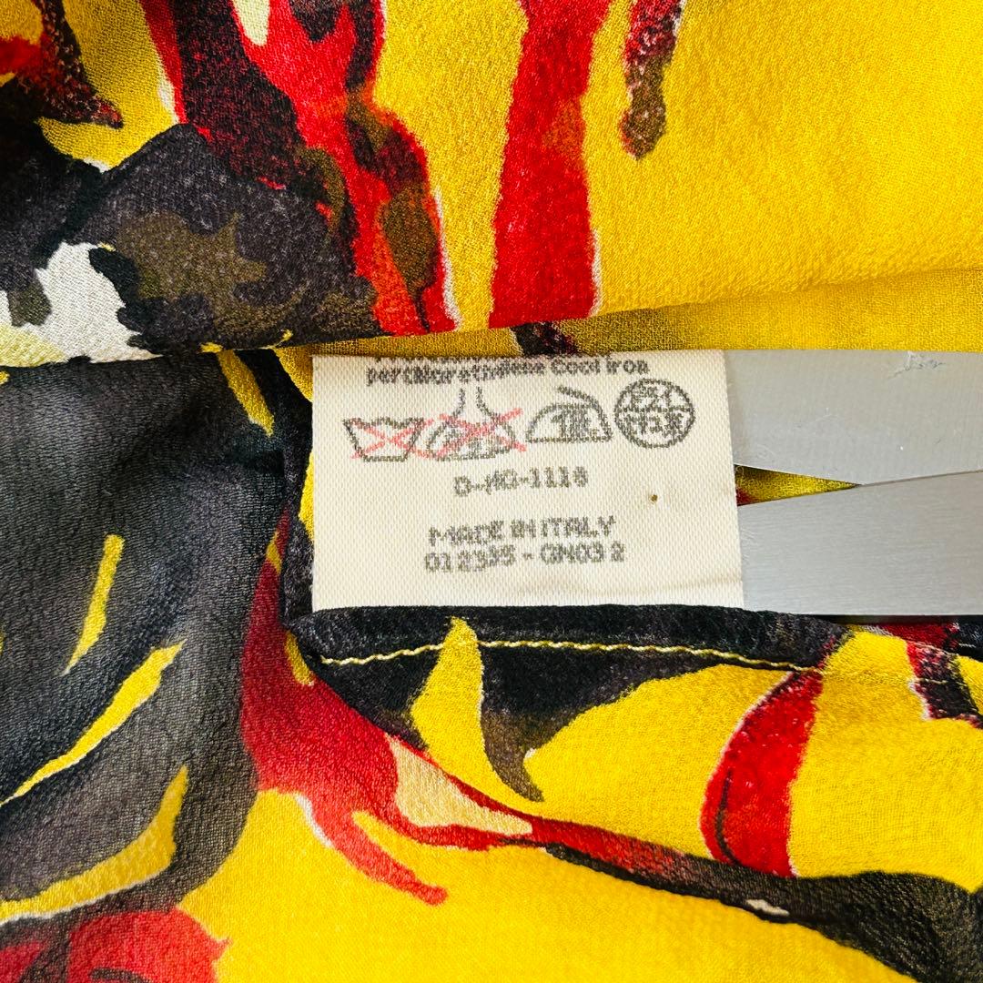 ICEBERG イタリア製 シルク 総柄 長袖シャツ イエロー M相当 620