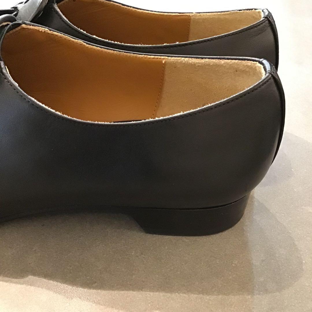 chausser ショセ＊黒　スリッポン キャップトゥ シューズ　革靴　39