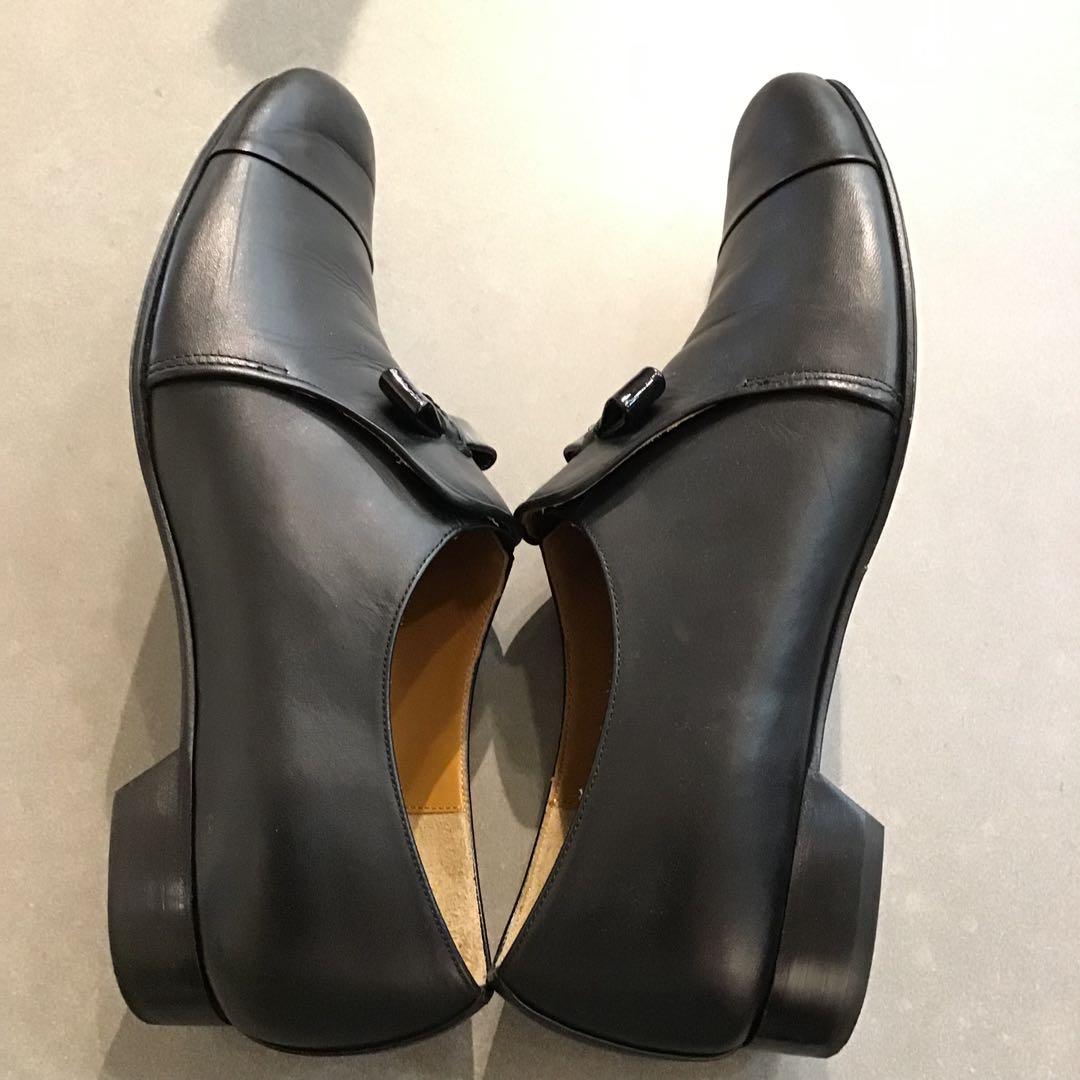 chausser ショセ＊黒　スリッポン キャップトゥ シューズ　革靴　39