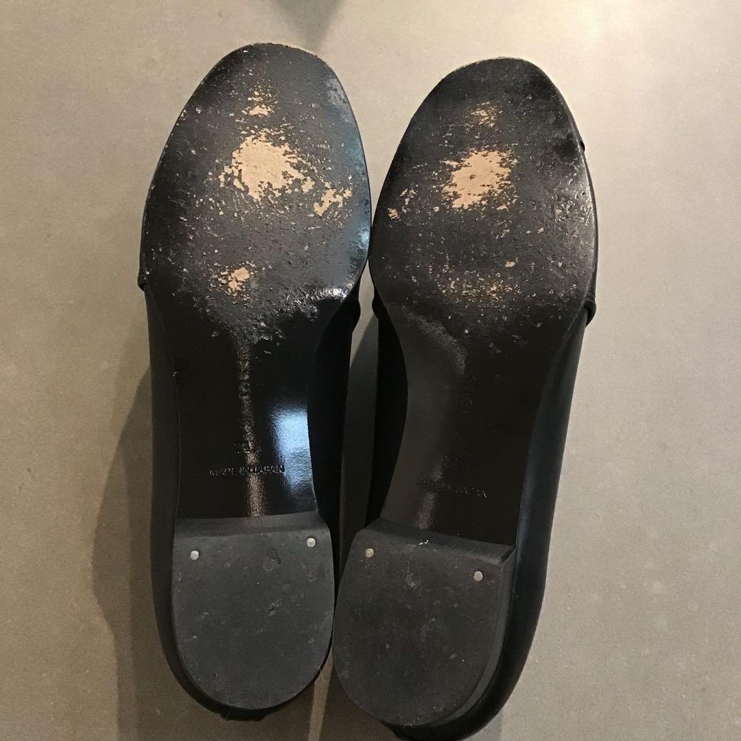 chausser ショセ＊黒　スリッポン キャップトゥ シューズ　革靴　39