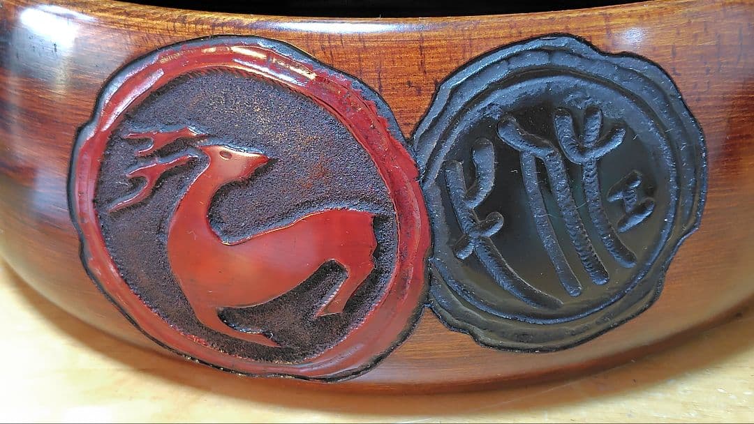 烏城彫 茶櫃（ちゃびつ）岡山県 伝統 漆芸品 使用品 中古