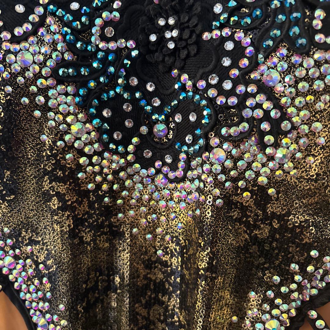 黒と金のラテンダンスドレス超豪華キラッキラ