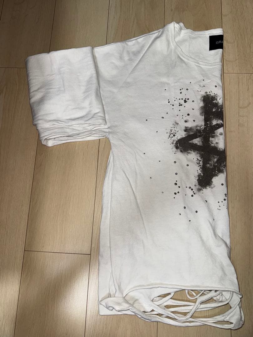 GRANCY ラインストーンデザインロンT ホワイト