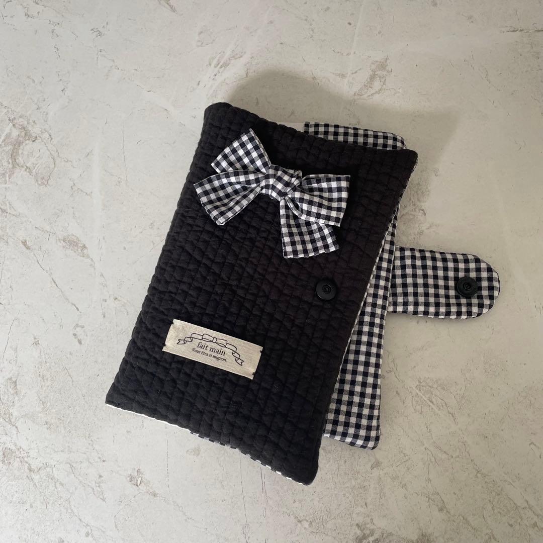 A6バインダーカバー&バインダー付き　ヌビ　ギンガムリボン　韓国　セービング貯金