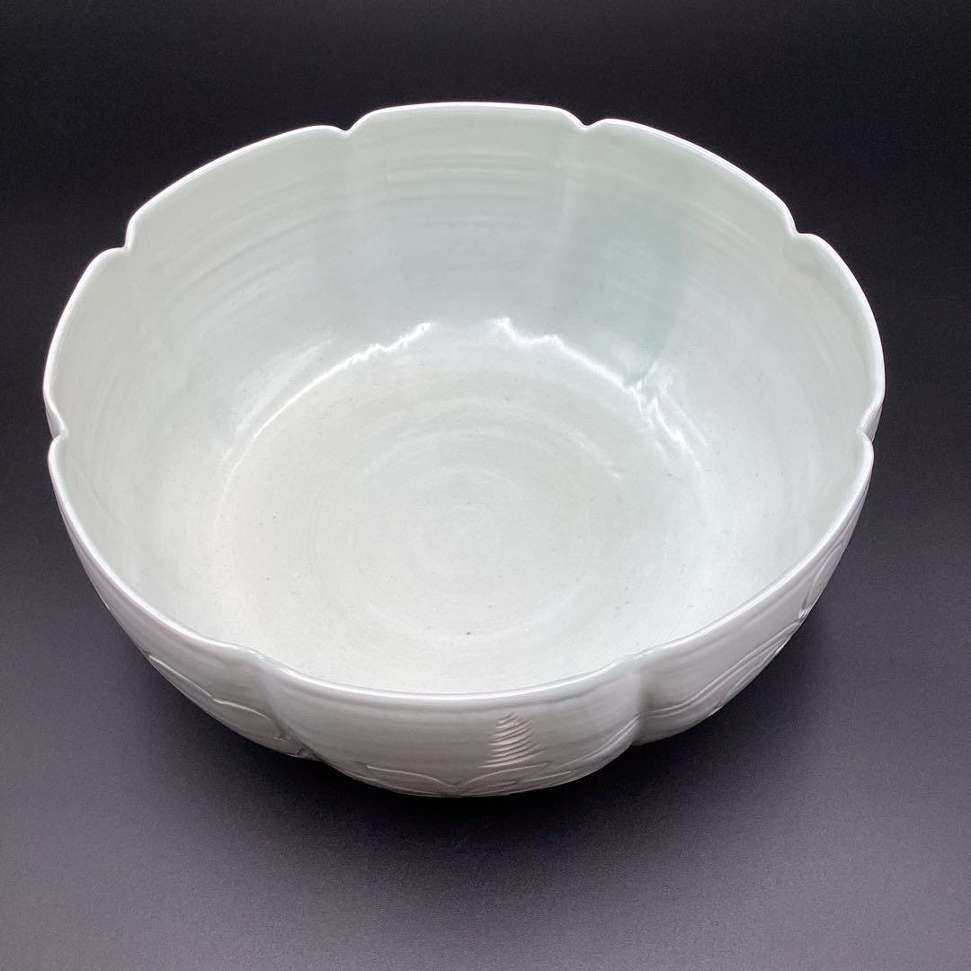 平水指　刻花草文　楽山窯　榊原勇一作　古物　桐箱入